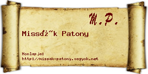Missák Patony névjegykártya